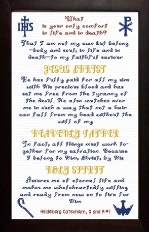 Heidelberg Catechism Q and A 1 with Symbols